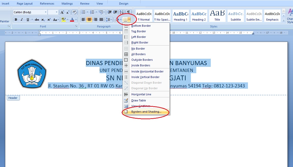 Detail Cara Membuat Kop Surat Di Word 2010 Nomer 24