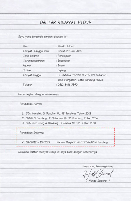 Detail Cara Membuat Surat Daftar Riwayat Hidup Nomer 11