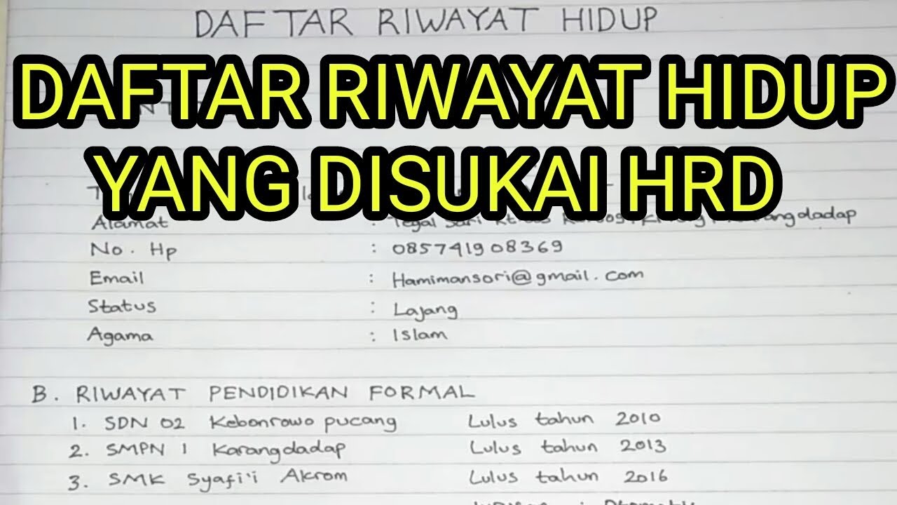 Detail Cara Membuat Surat Daftar Riwayat Hidup Nomer 8