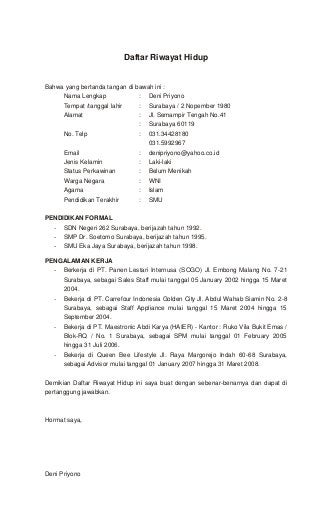 Detail Cara Membuat Surat Daftar Riwayat Hidup Untuk Melamar Pekerjaan Nomer 52