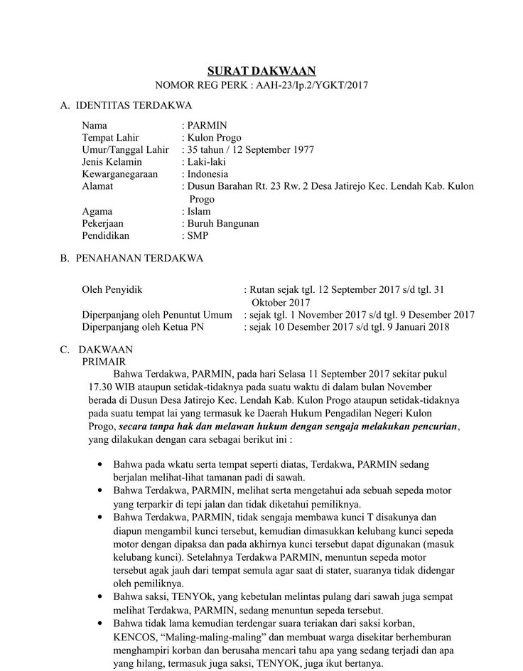 Detail Cara Membuat Surat Dakwaan Nomer 10