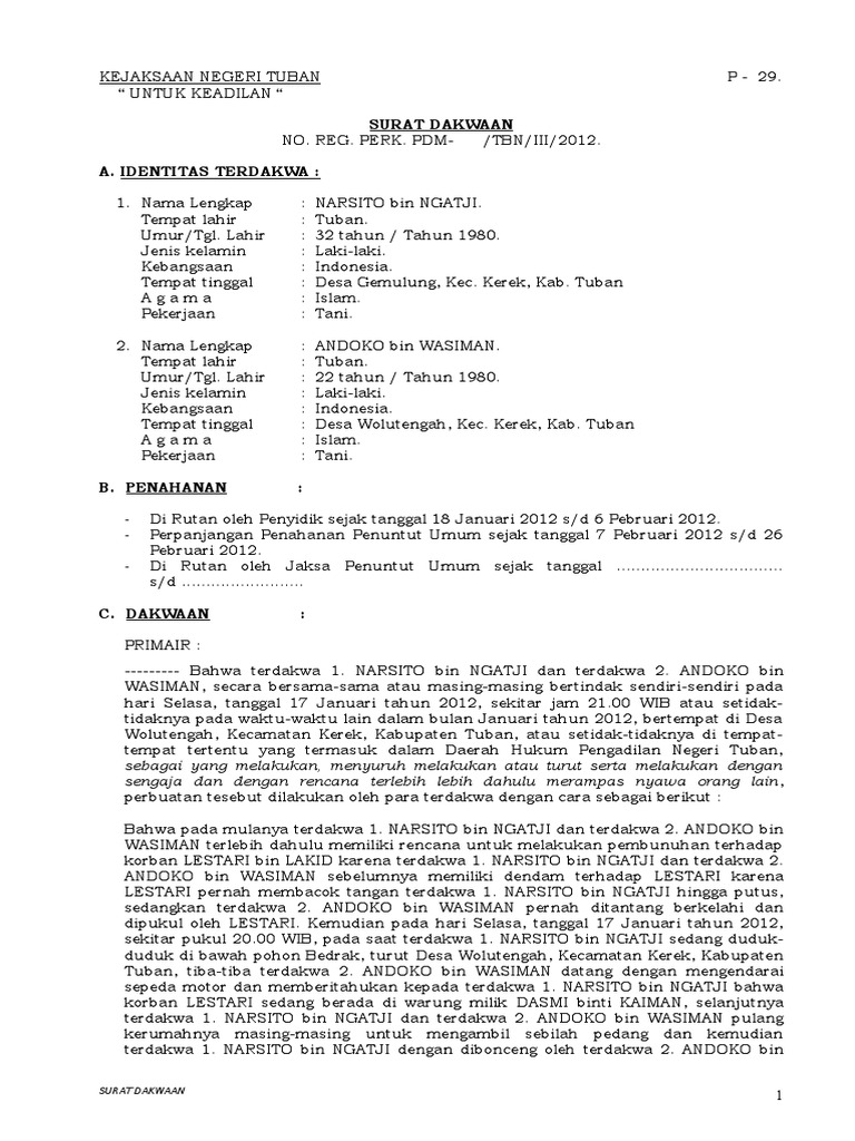 Detail Cara Membuat Surat Dakwaan Nomer 8