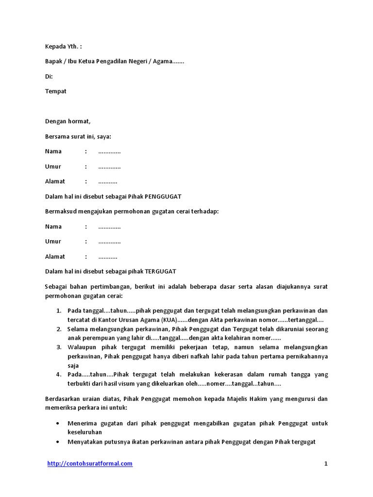 Detail Cara Membuat Surat Gugatan Cerai Nomer 40