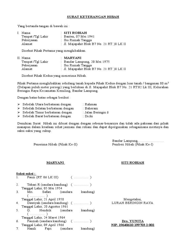 Detail Cara Membuat Surat Hibah Tanah Nomer 11