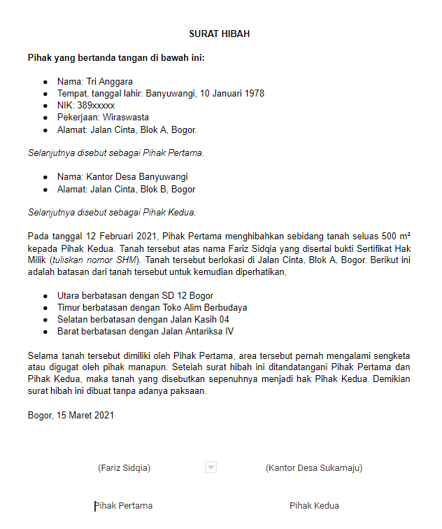 Detail Cara Membuat Surat Hibah Tanah Nomer 6