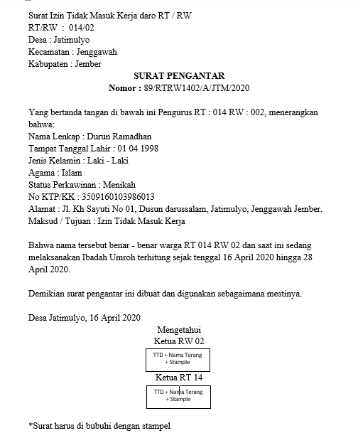 Detail Cara Membuat Surat Izin Tidak Masuk Kerja Nomer 28