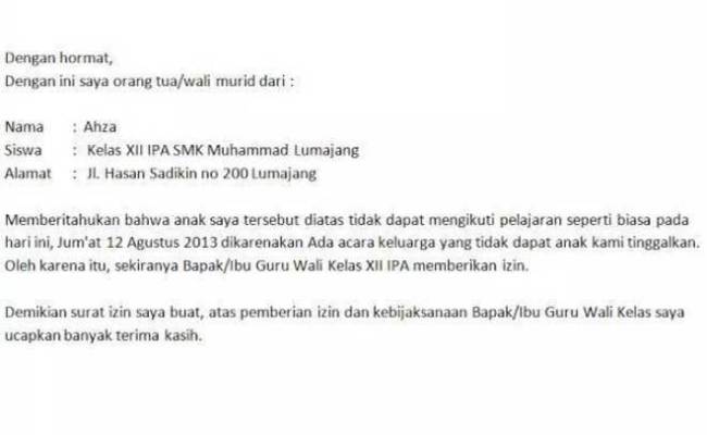 Detail Cara Membuat Surat Izin Tidak Masuk Sekolah Karena Sakit Nomer 15