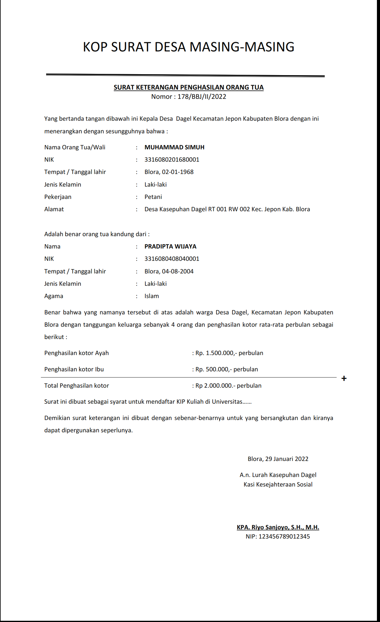 Detail Cara Membuat Surat Keterangan Penghasilan Wiraswasta Nomer 29