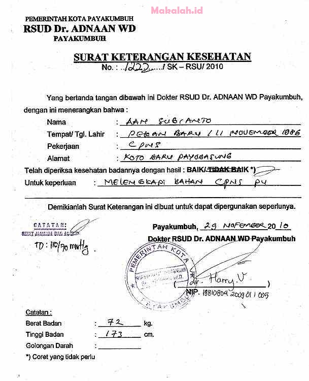 Detail Cara Membuat Surat Keterangan Sehat Sendiri Nomer 12