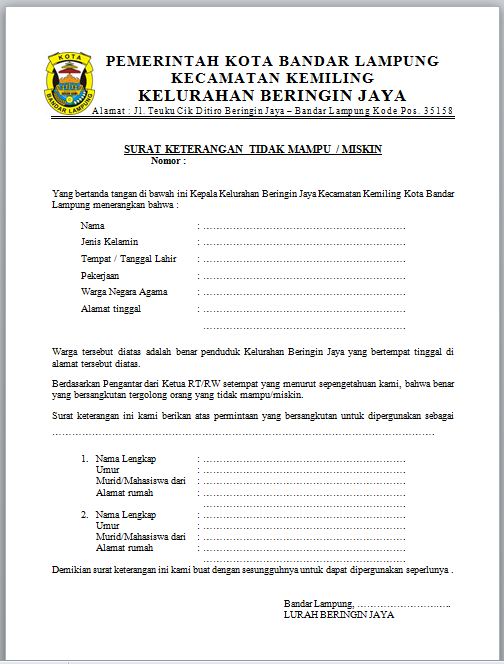 Detail Cara Membuat Surat Keterangan Tidak Mampu Nomer 11