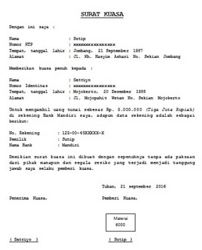 Detail Cara Membuat Surat Kuasa Khusus Nomer 7