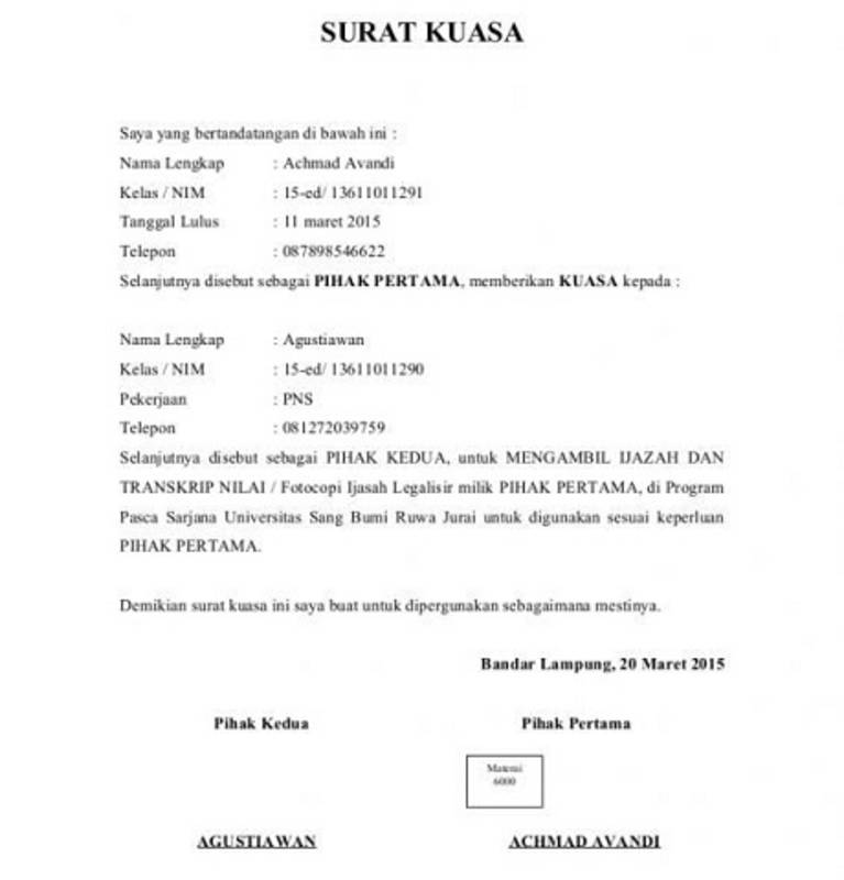 Detail Cara Membuat Surat Kuasa Khusus Nomer 23