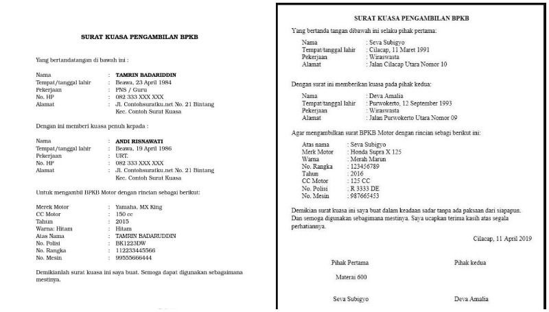 Detail Cara Membuat Surat Kuasa Pengambilan Bpkb Nomer 35