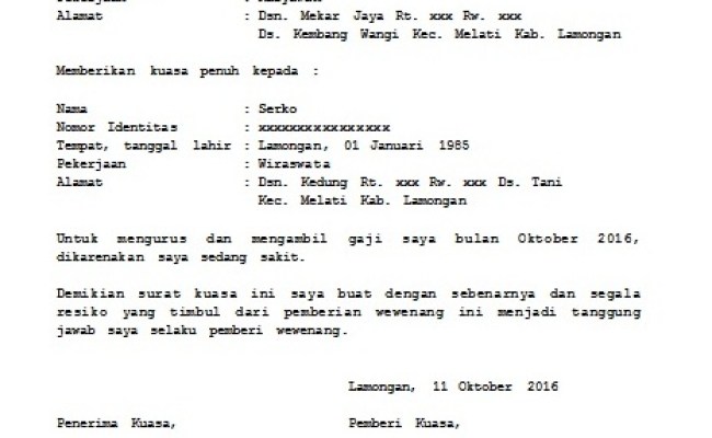 Detail Cara Membuat Surat Kuasa Pengambilan Uang Nomer 31