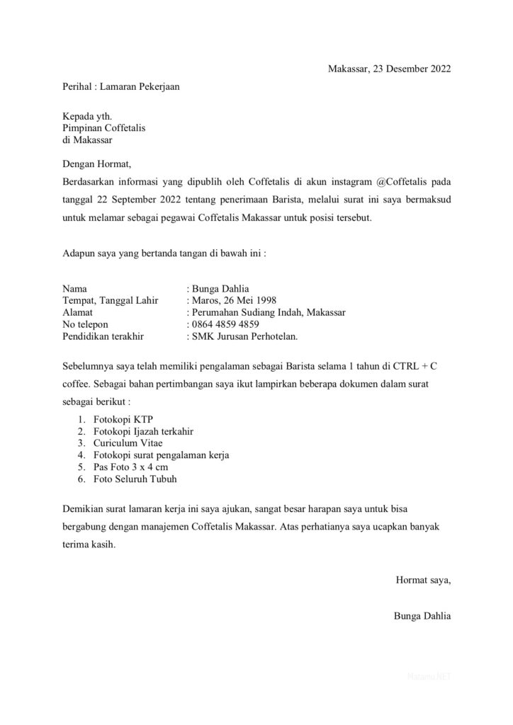 Detail Cara Membuat Surat Lamaran Nomer 12