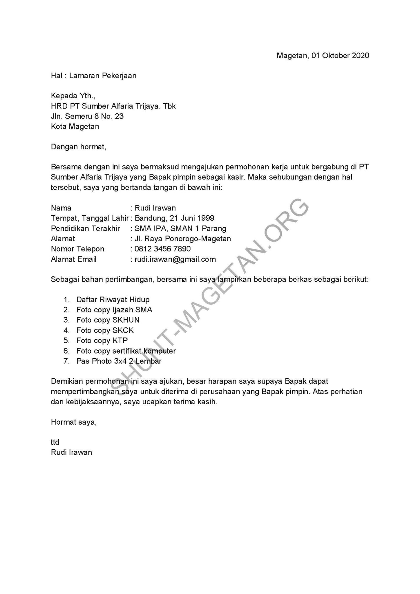 Detail Cara Membuat Surat Lamaran Nomer 17