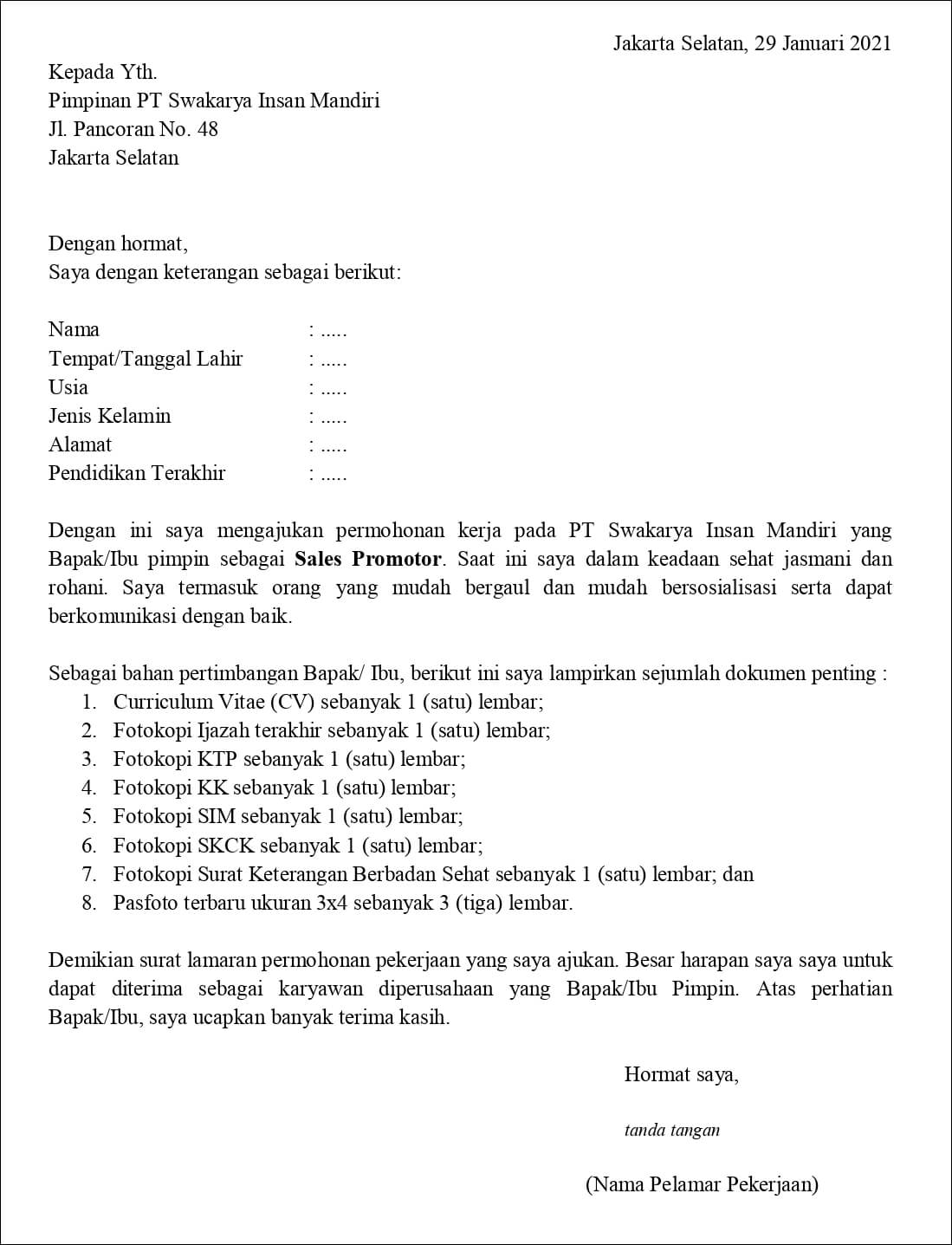 Detail Cara Membuat Surat Lamaran Kerja Di Hp Nomer 28