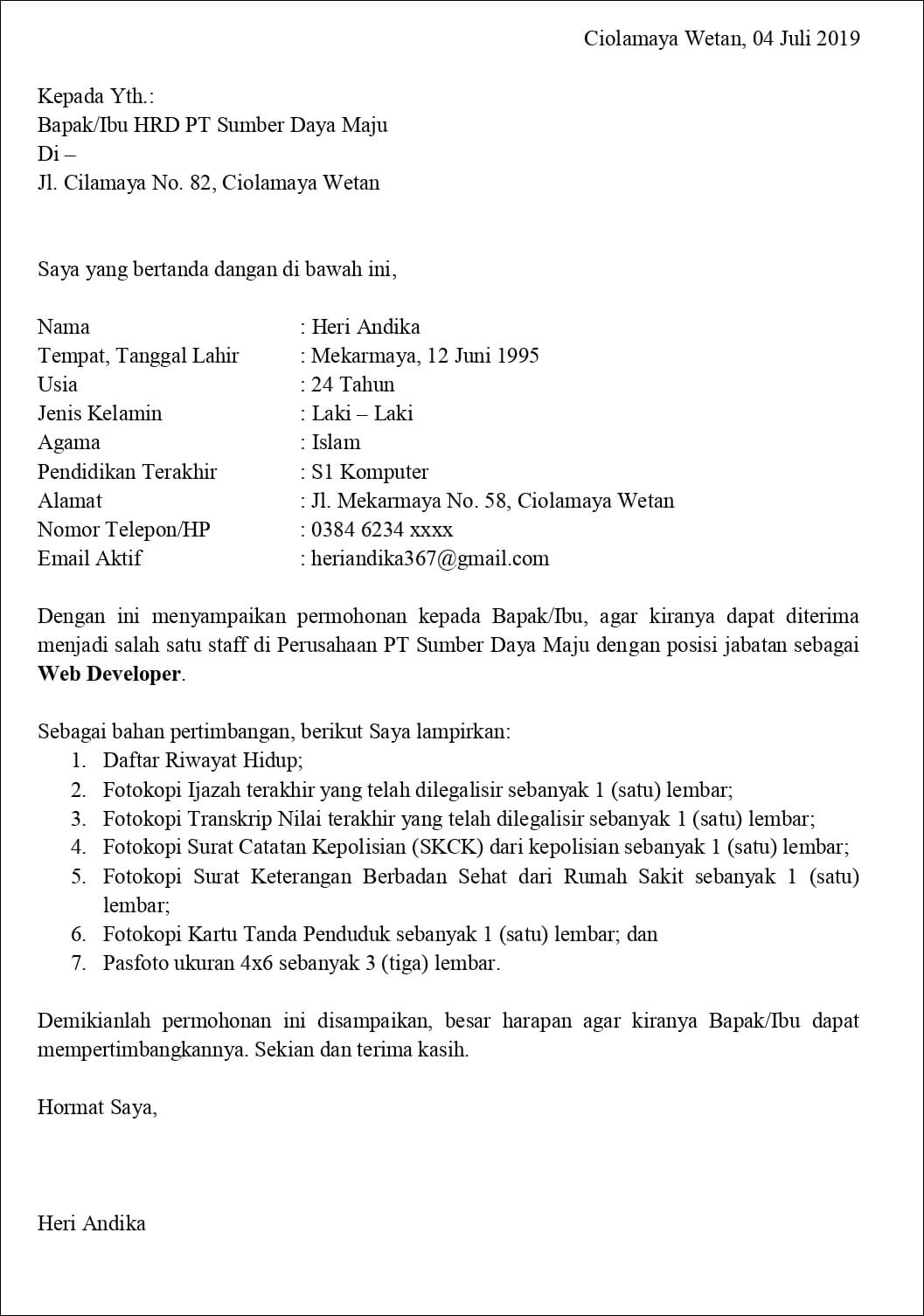 Detail Cara Membuat Surat Lamaran Kerja Di Laptop Nomer 7