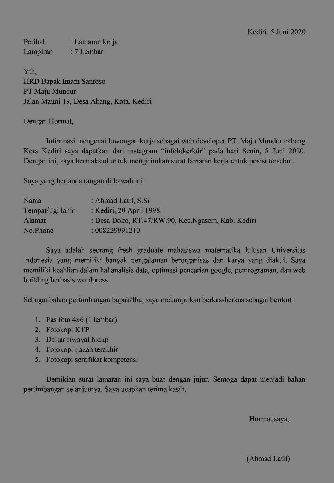 Detail Cara Membuat Surat Lamaran Kerja Di Pt Nomer 6