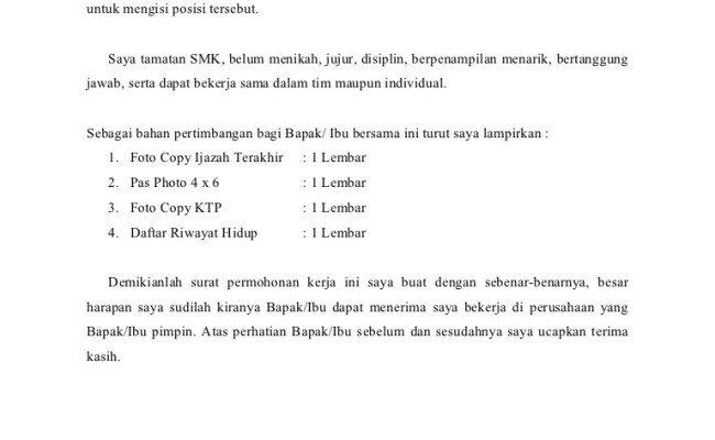 Detail Cara Membuat Surat Lamaran Kerja Di Toko Nomer 45