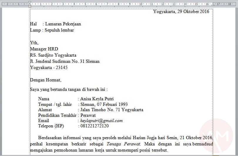 Detail Cara Membuat Surat Lamaran Kerja Di Word Nomer 18