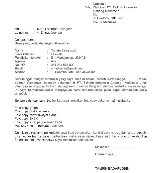 Detail Cara Membuat Surat Lamaran Kerja Di Word Nomer 26