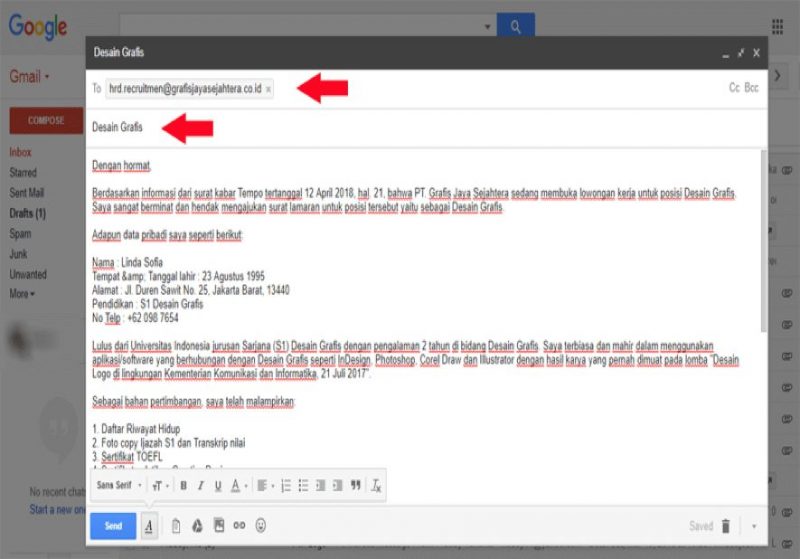 Detail Cara Membuat Surat Lamaran Kerja Email Nomer 35