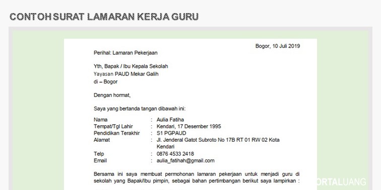 Detail Cara Membuat Surat Lamaran Kerja Guru Nomer 39