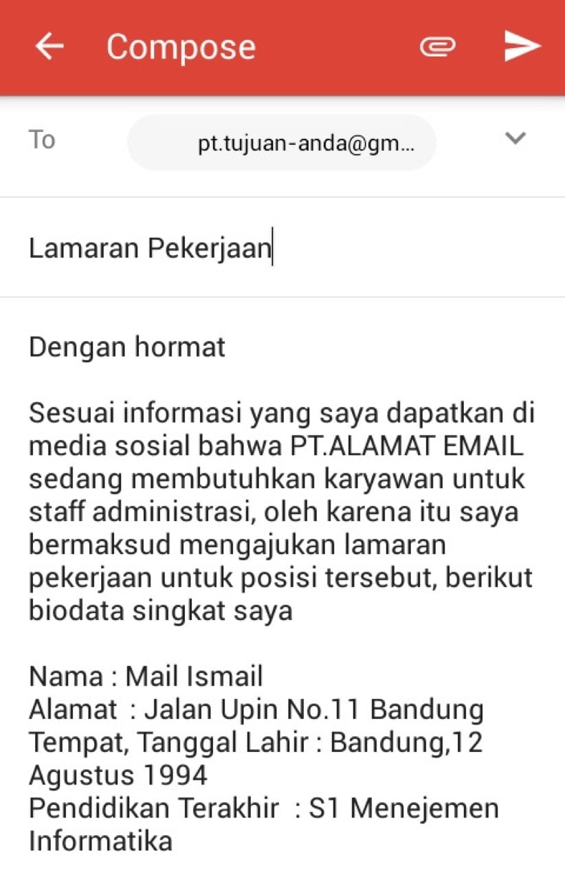 Detail Cara Membuat Surat Lamaran Kerja Lewat Email Nomer 16