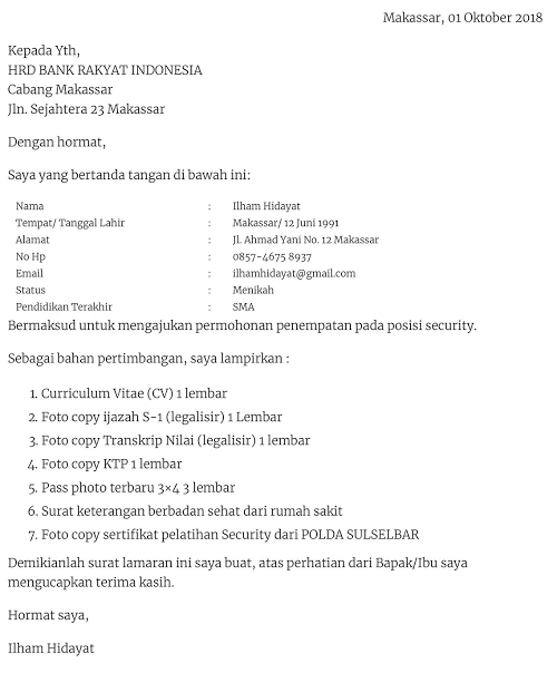 Detail Cara Membuat Surat Lamaran Kerja Security Nomer 4