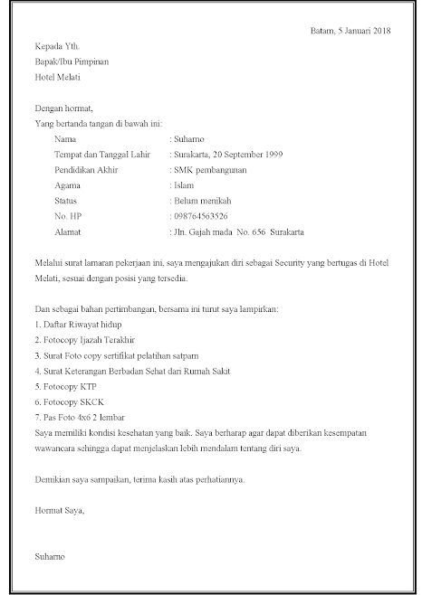 Detail Cara Membuat Surat Lamaran Kerja Security Nomer 6