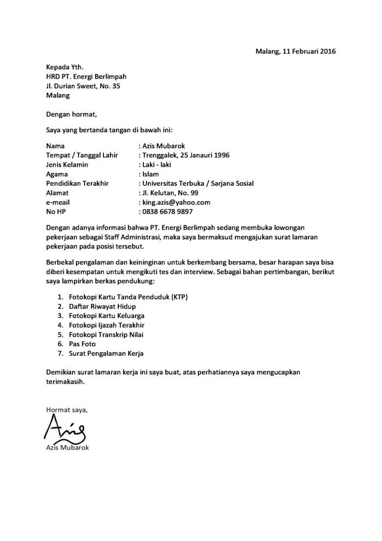 Detail Cara Membuat Surat Lamaran Kerja Yang Sudah Berpengalaman Nomer 10