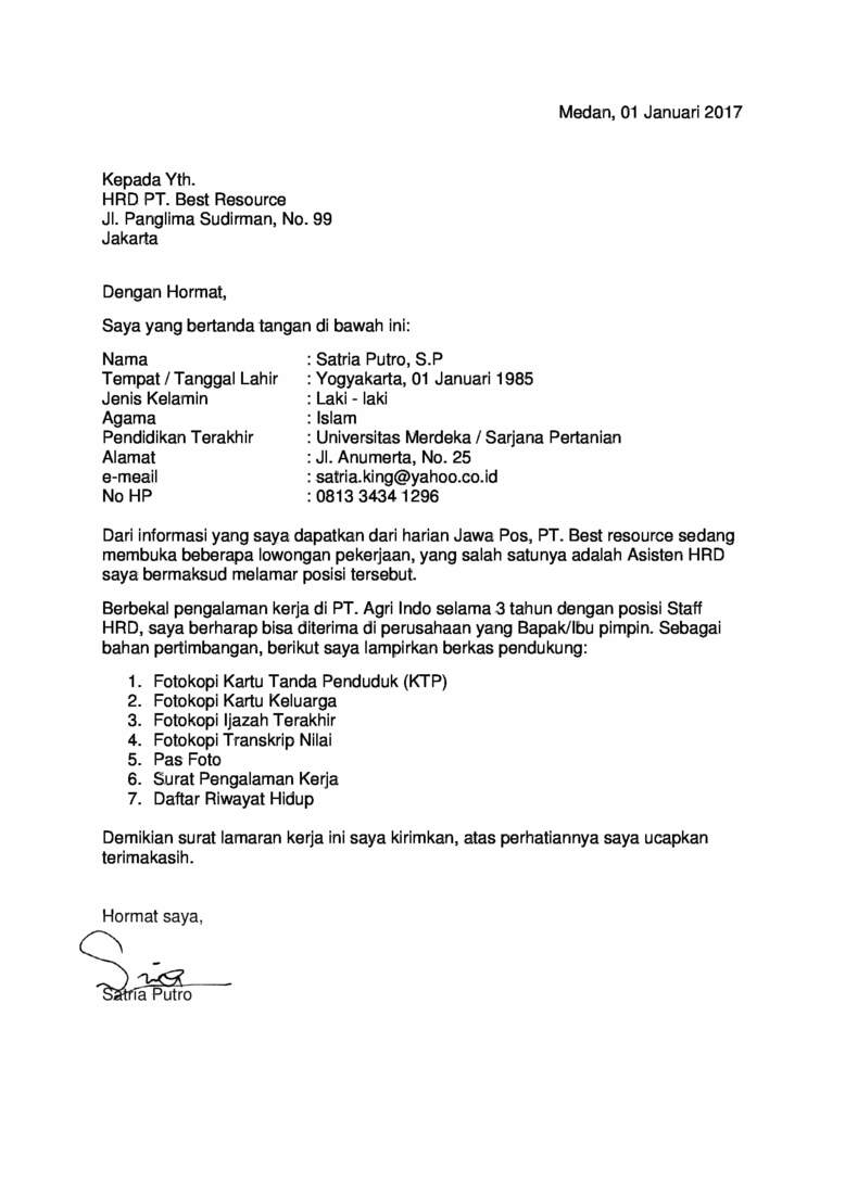 Detail Cara Membuat Surat Lamaran Kerja Yang Sudah Berpengalaman Nomer 14