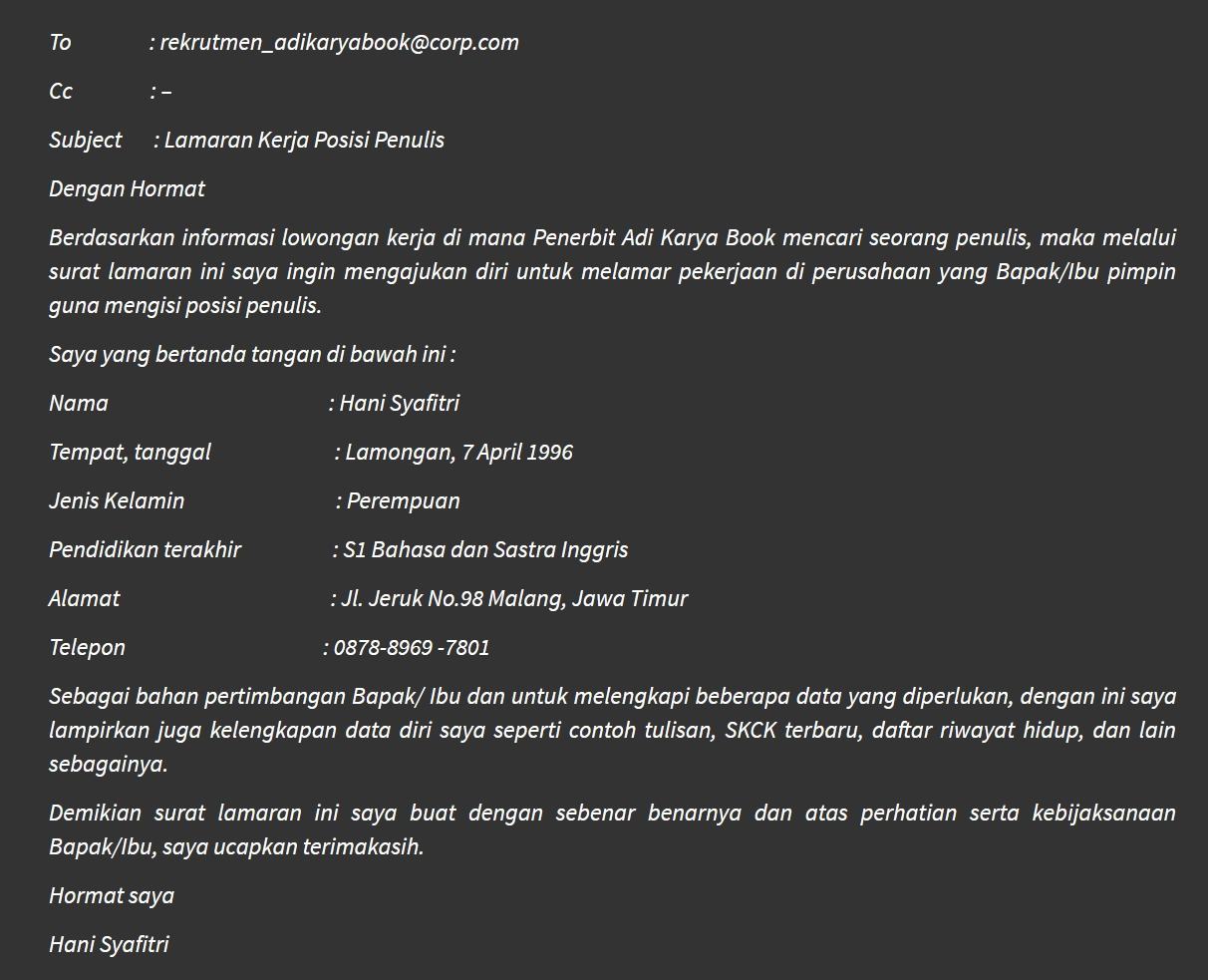 Detail Cara Membuat Surat Lamaran Via Email Nomer 8