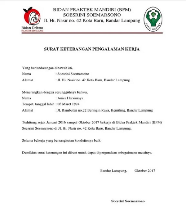 Detail Cara Membuat Surat Pengalaman Kerja Nomer 5