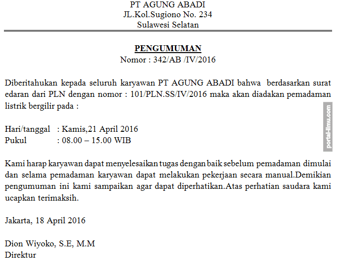 Detail Cara Membuat Surat Pengumuman Nomer 5