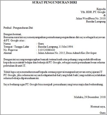 Detail Cara Membuat Surat Pengunduran Diri Nomer 26