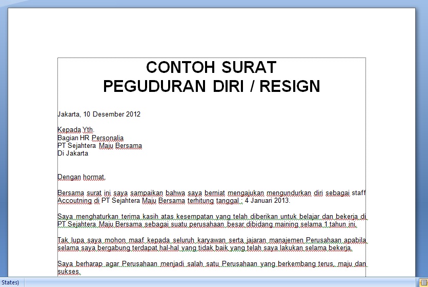 Detail Cara Membuat Surat Pengunduran Diri Dari Perusahaan Nomer 29