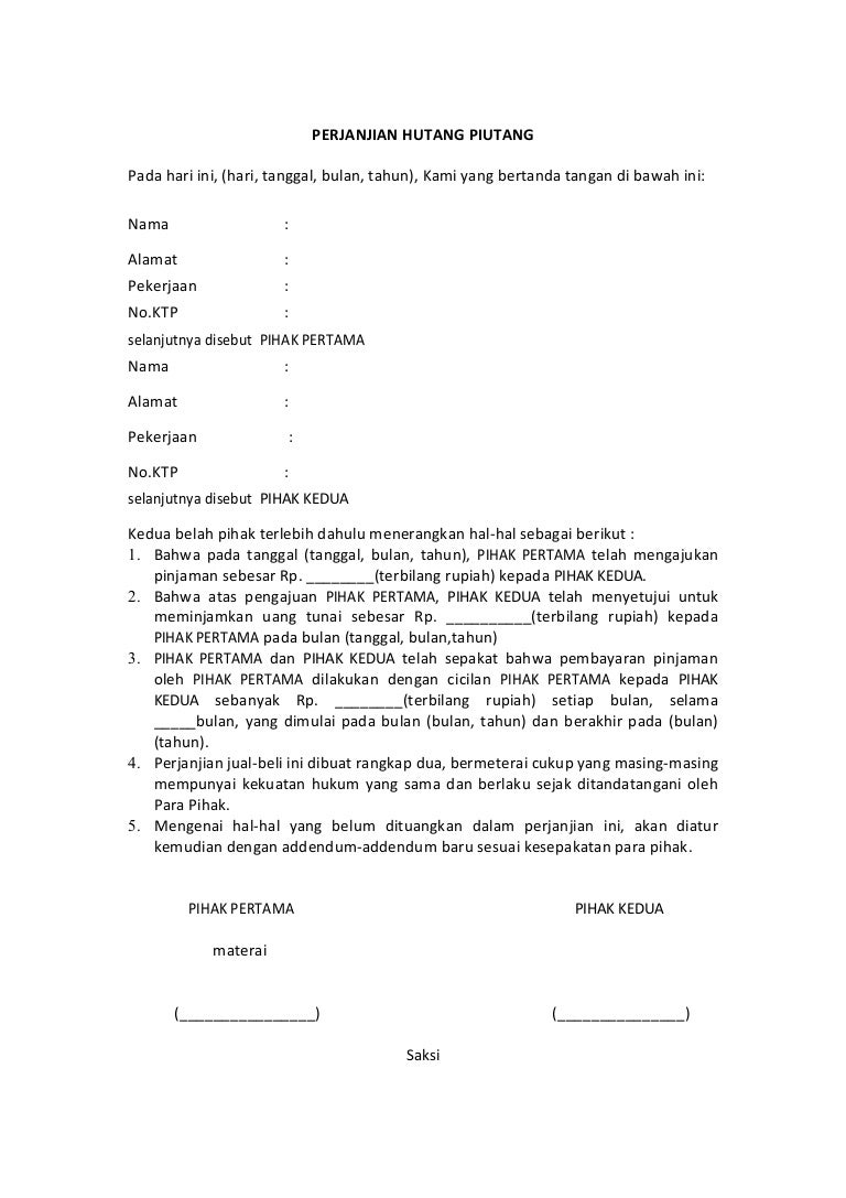 Detail Cara Membuat Surat Perjanjian Hutang Piutang Dengan Jaminan Nomer 15