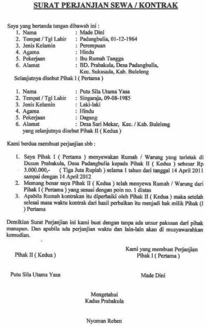 Detail Cara Membuat Surat Perjanjian Kontrak Rumah Nomer 2