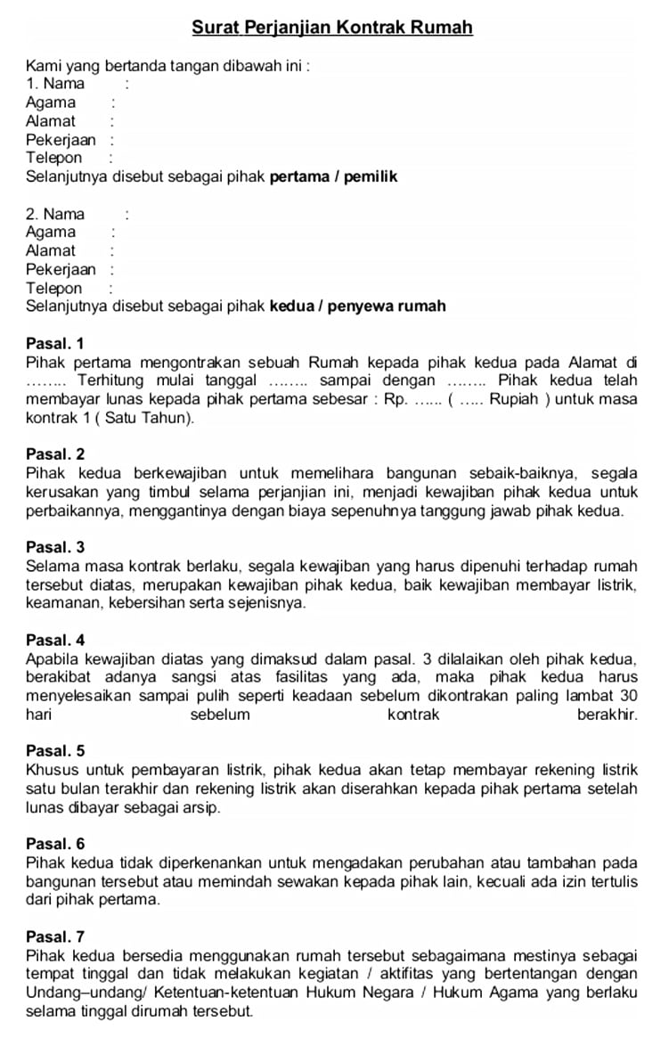 Detail Cara Membuat Surat Perjanjian Kontrak Rumah Nomer 31