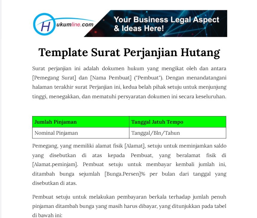 Detail Cara Membuat Surat Perjanjian Pembayaran Hutang Nomer 26