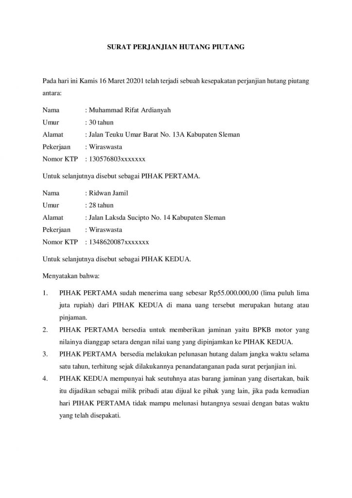 Detail Cara Membuat Surat Perjanjian Pembayaran Hutang Nomer 31