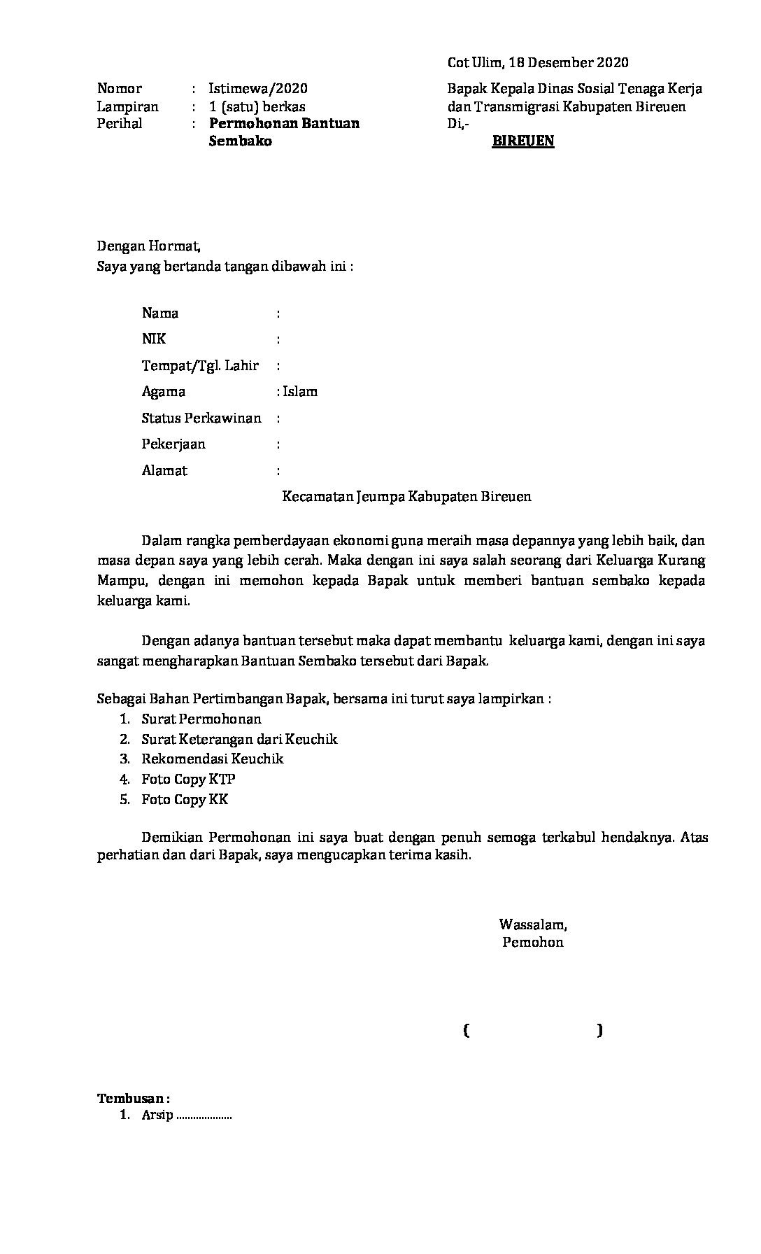 Detail Cara Membuat Surat Permohonan Bantuan Nomer 17