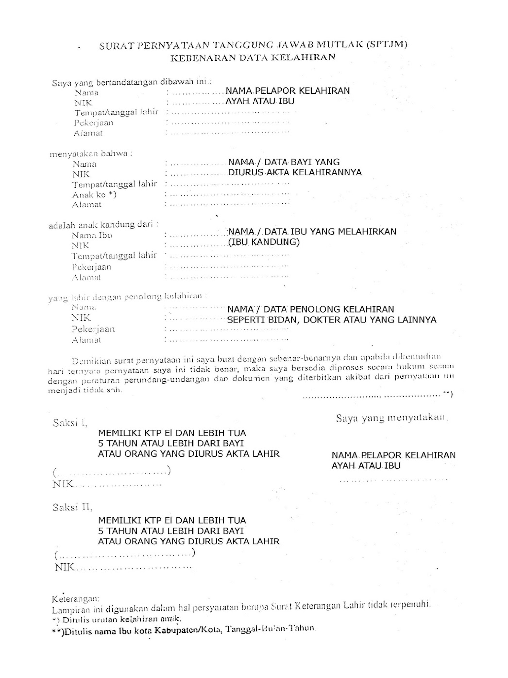 Detail Cara Membuat Surat Pernyataan Akta Kelahiran Nomer 12