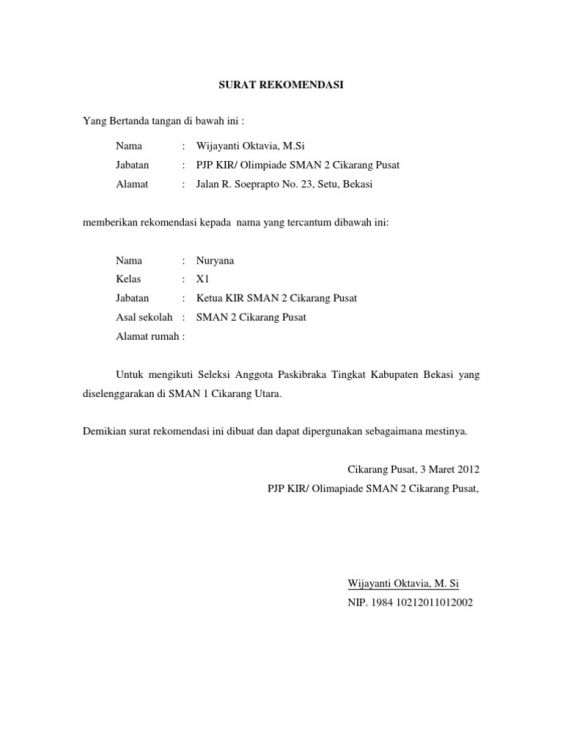 Detail Cara Membuat Surat Rekomendasi Nomer 11