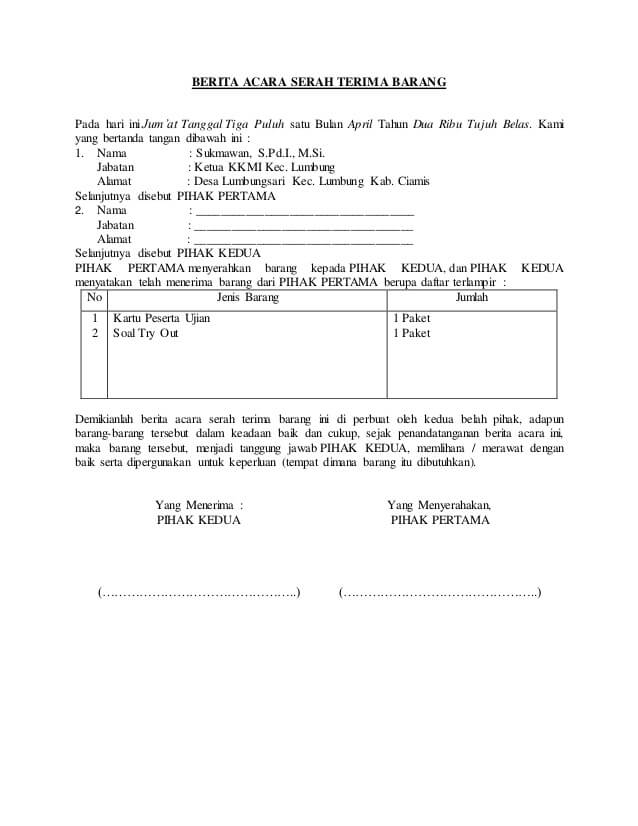 Detail Cara Membuat Surat Serah Terima Barang Nomer 13