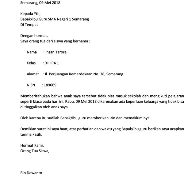 Detail Cara Membuat Surat Tidak Hadir Ke Sekolah Nomer 12