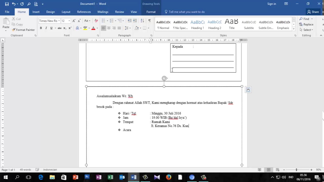 Cara membuat undangan di word 2016 53 koleksi gambar