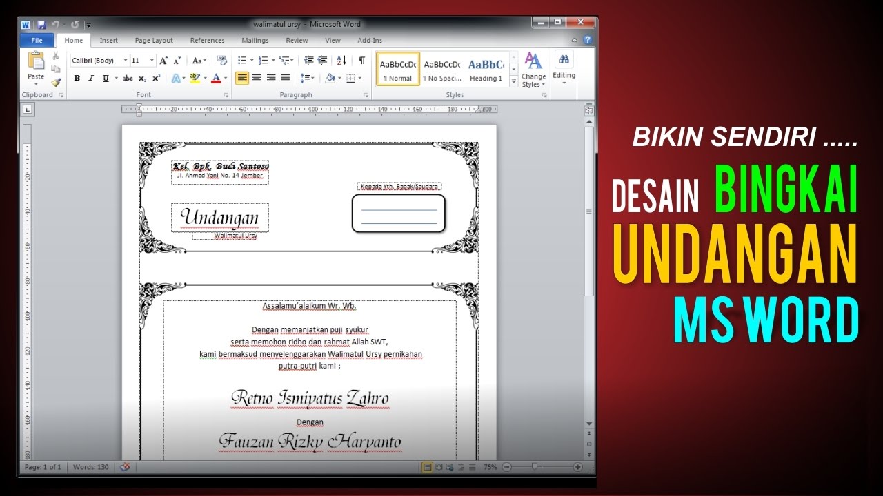 Detail Cara Membuat Undangan Microsoft Word 2007 Nomer 10